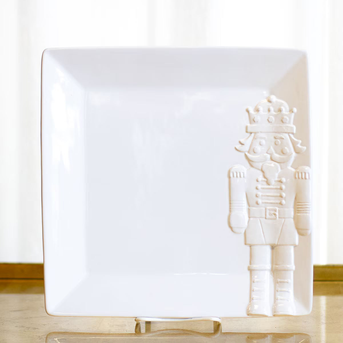 White Square Nutcracker Platter
