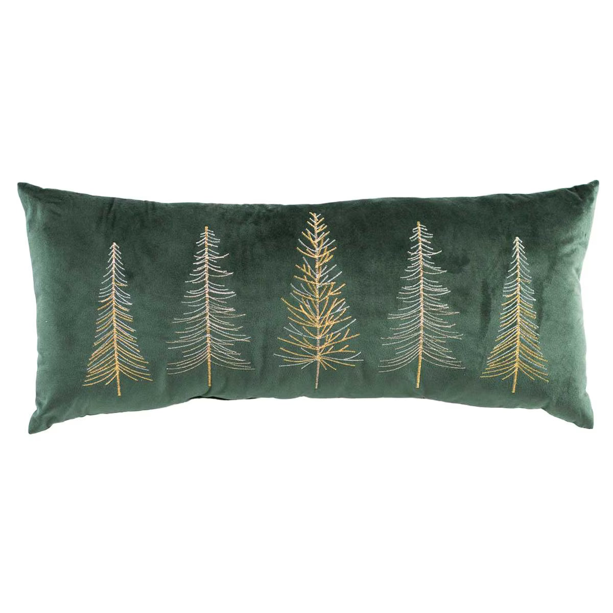 Dark Green Velvet Glimmer Tree Pillow