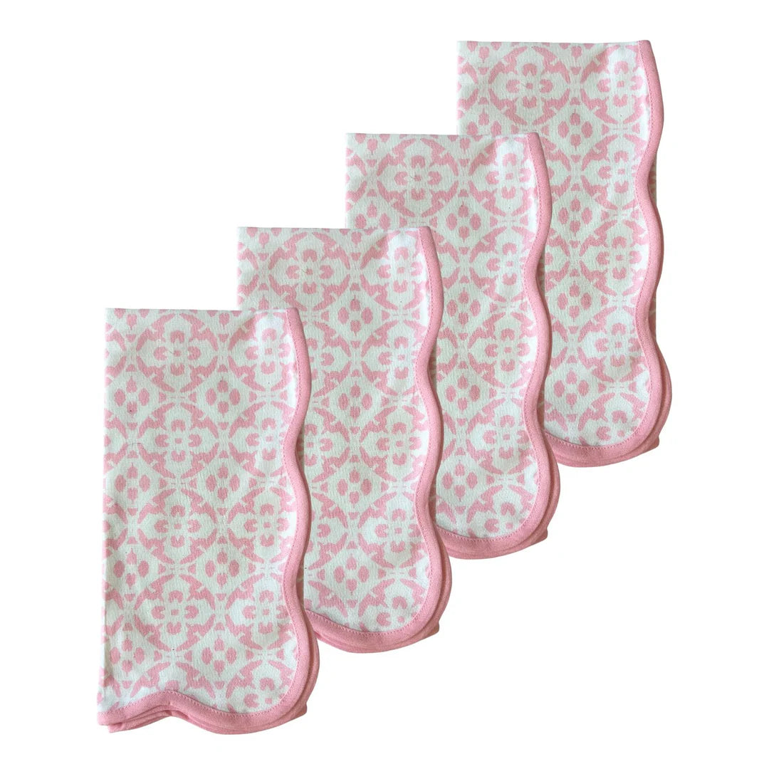Laura Park Scalloped Napkins - Pink Porto Tiles