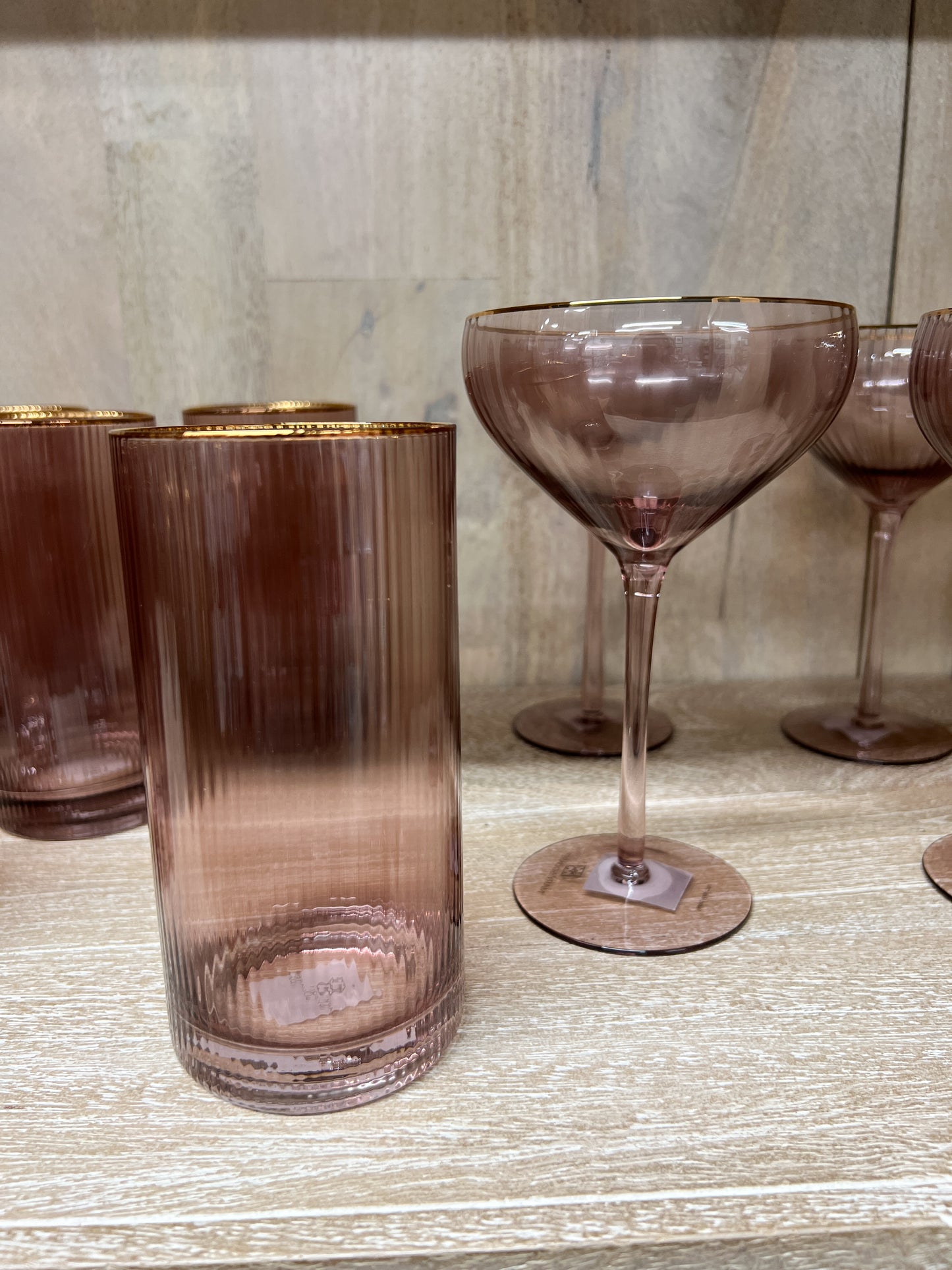 Glass Water Ribbed - Mauve