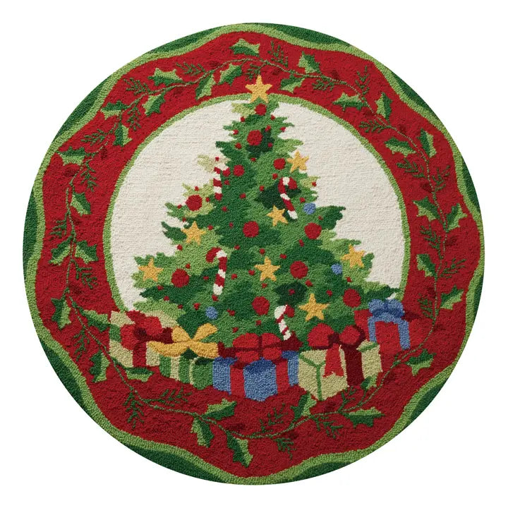 Round Christmas Morning Hook Rug