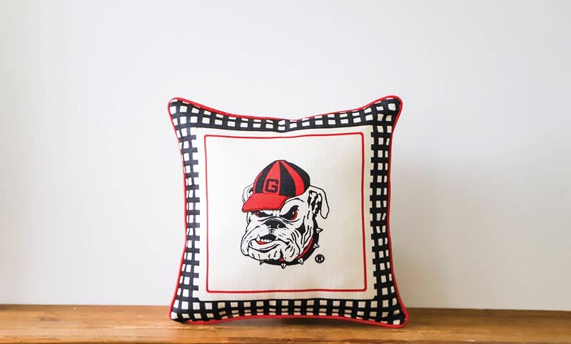 Georgia Gingham Mascot Piped Pillow