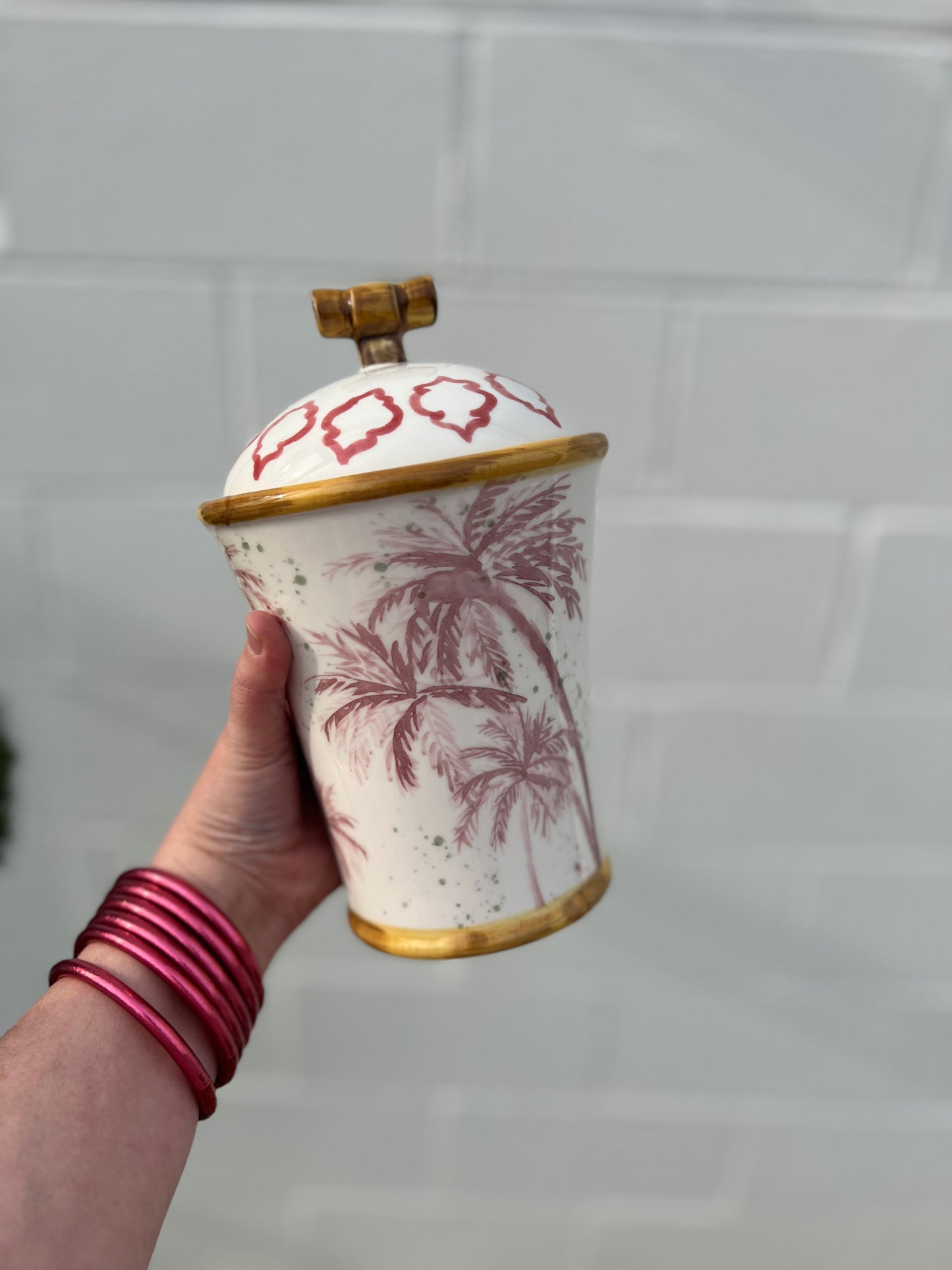 Hand Painted Stoneware Canister - large