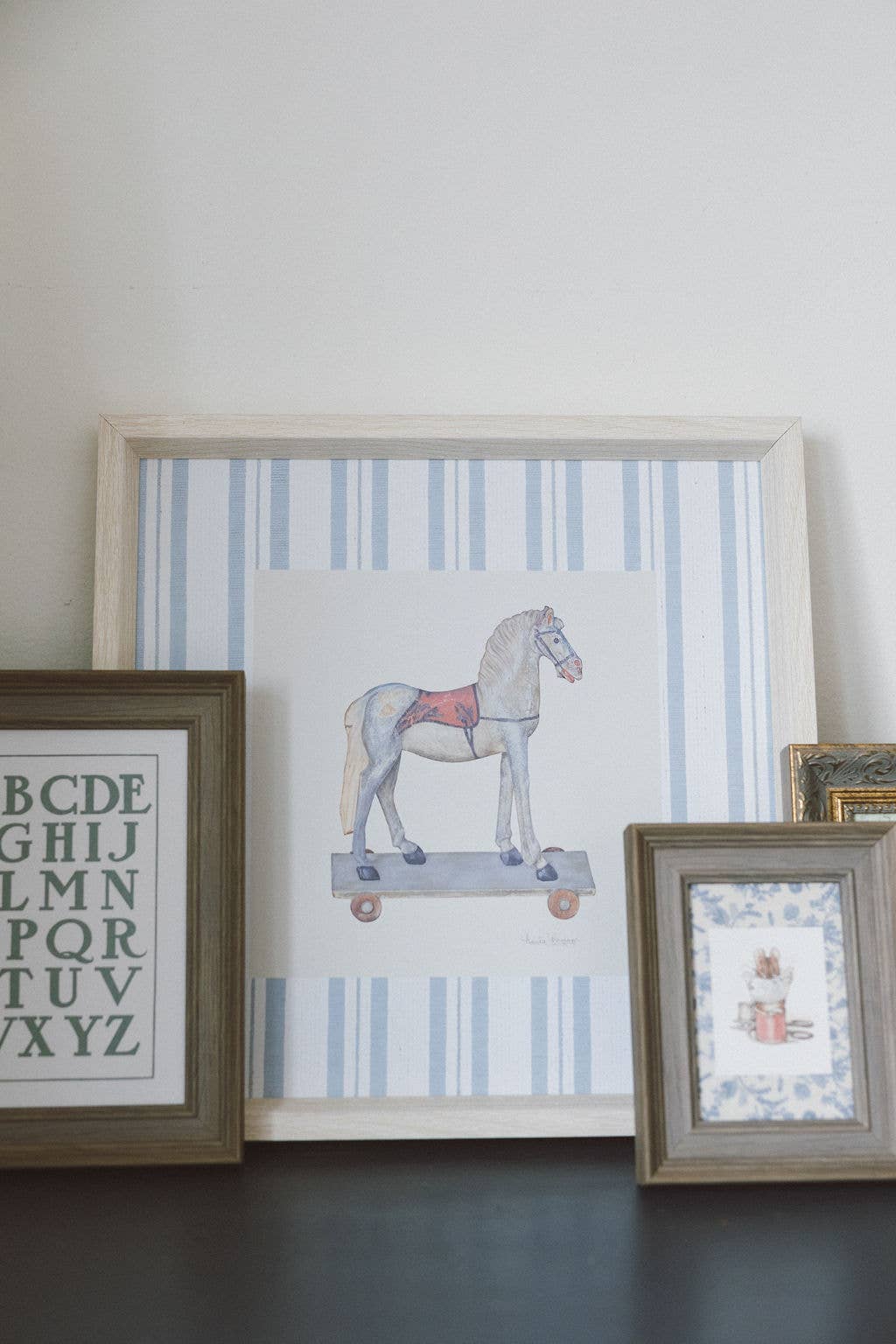 Toy Horse Framed Antique Art