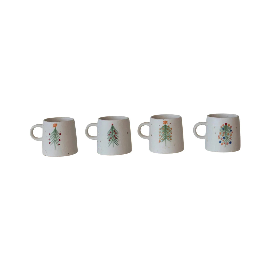 Stoneware Mugs w/ Christmas Trees