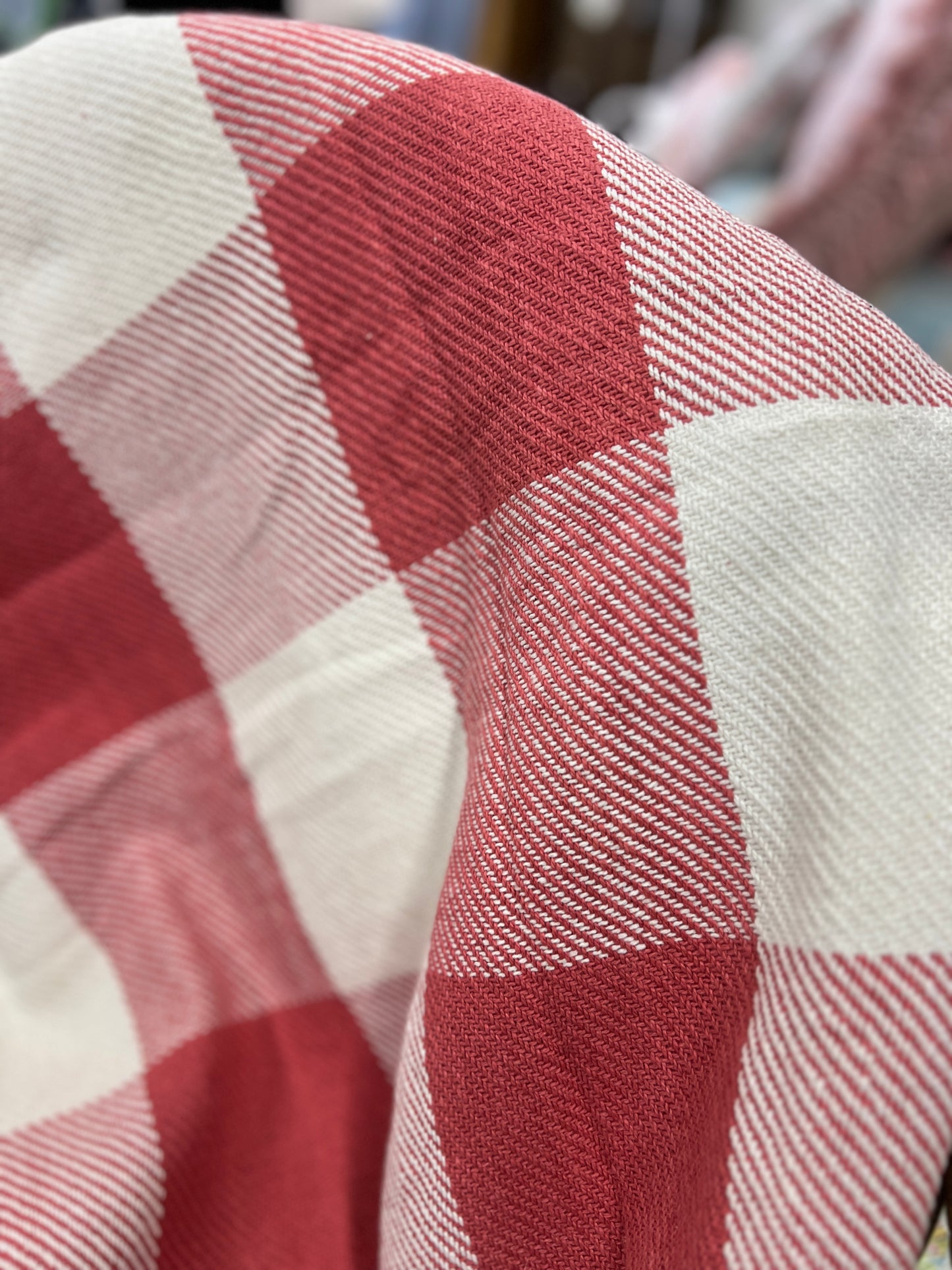 Coral Buffalo Plaid Throw Blanket