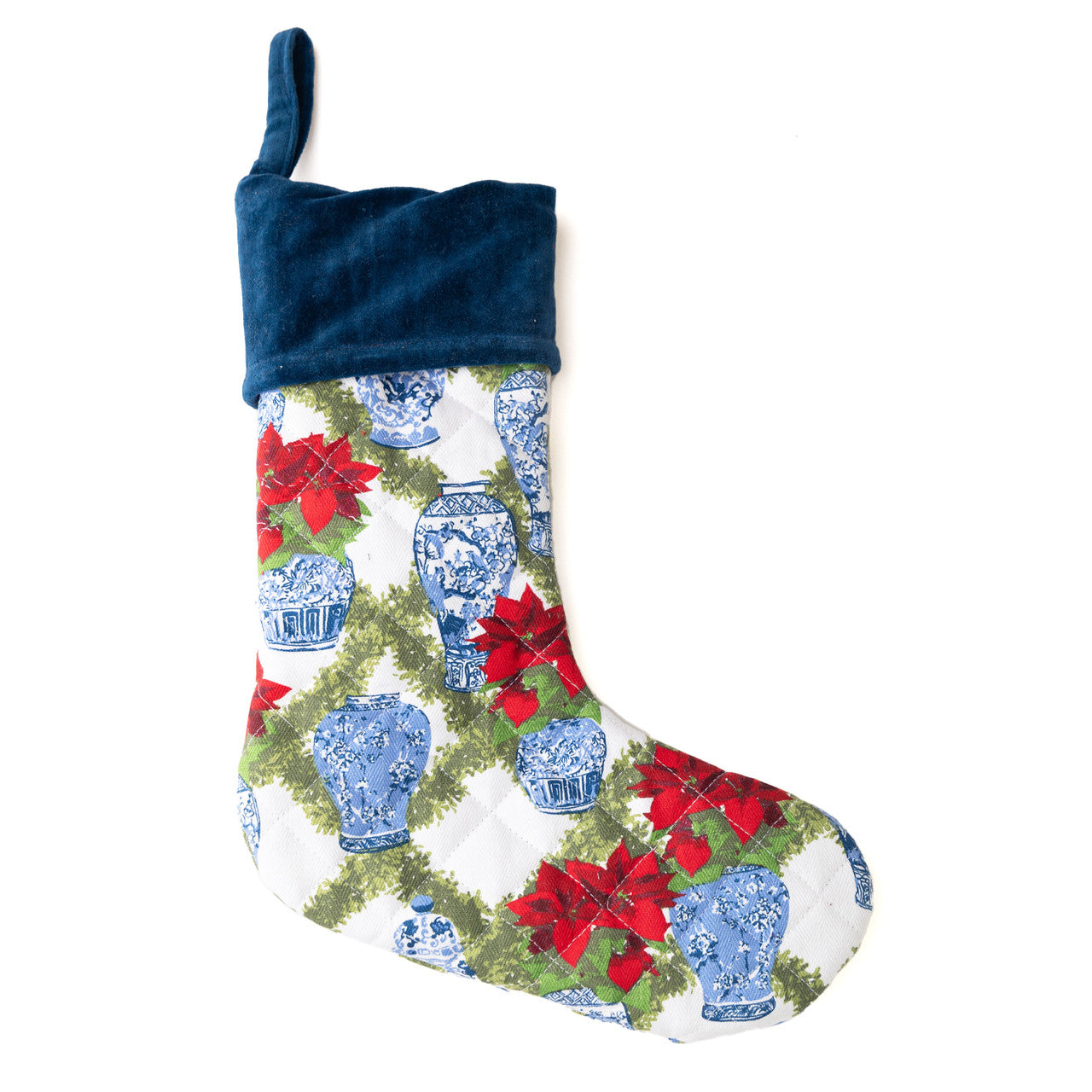 Blue Poinsettia Stocking