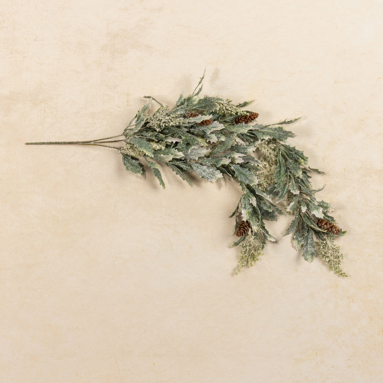 32" Frosted Holly with Pinecones Hanging Bush