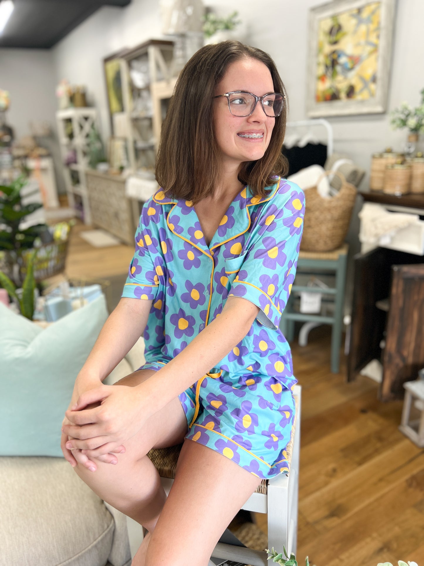 Flower Power PJ Set - Blue