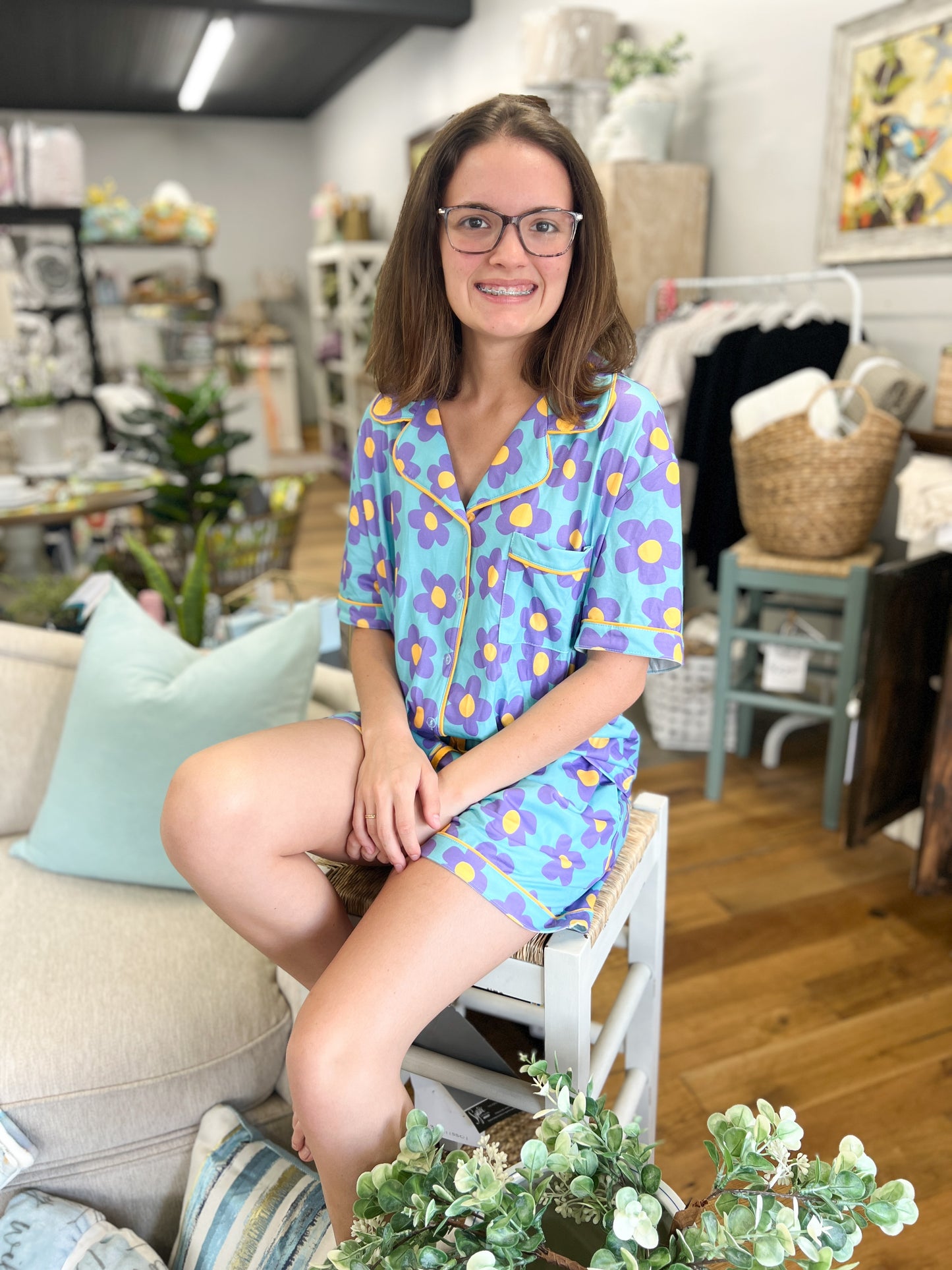 Flower Power PJ Set - Blue