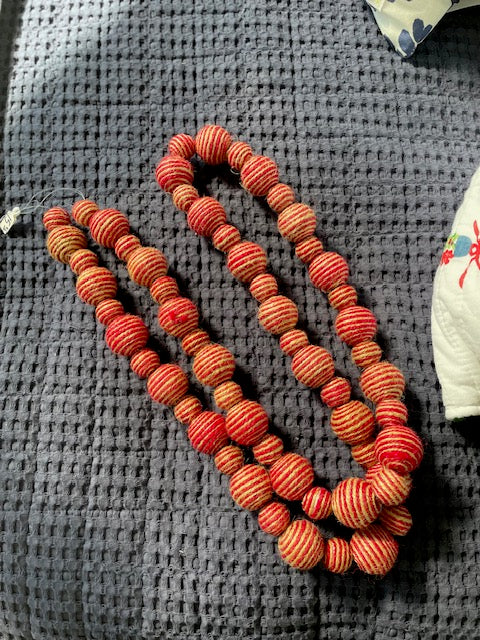 Red and Natural Yarn Garland