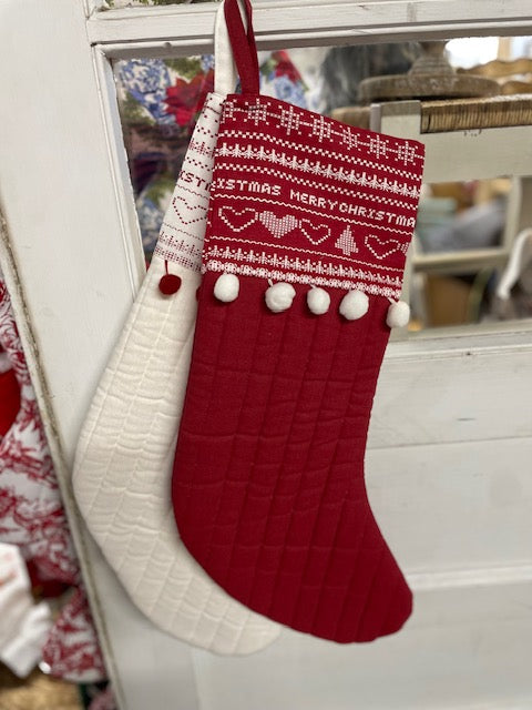 Quilted Pom Pom Stocking