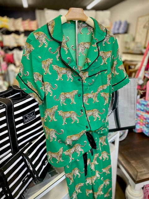 Cheetah Green Pajama Set