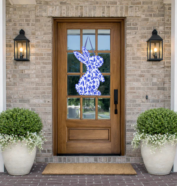Blue Chinoiserie Bunny Door Hanger