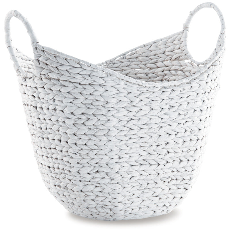 Large White Basket with Handles