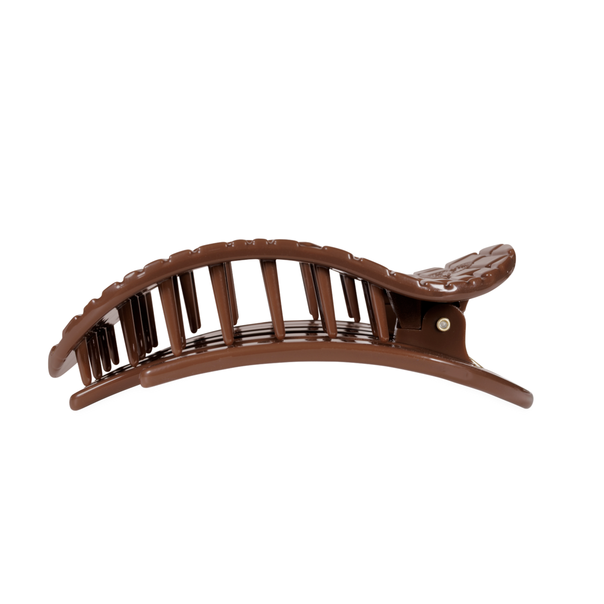 Teleties Brown Crocodile | Large| Flat Round Hair Clip