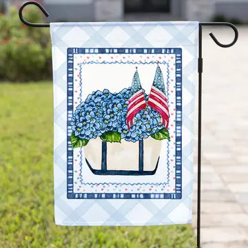 PATRIOTIC GARDEN FLAG - BLUE HYDRANGEA BAG