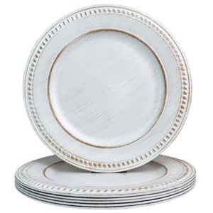 Antique White Beaded Charger