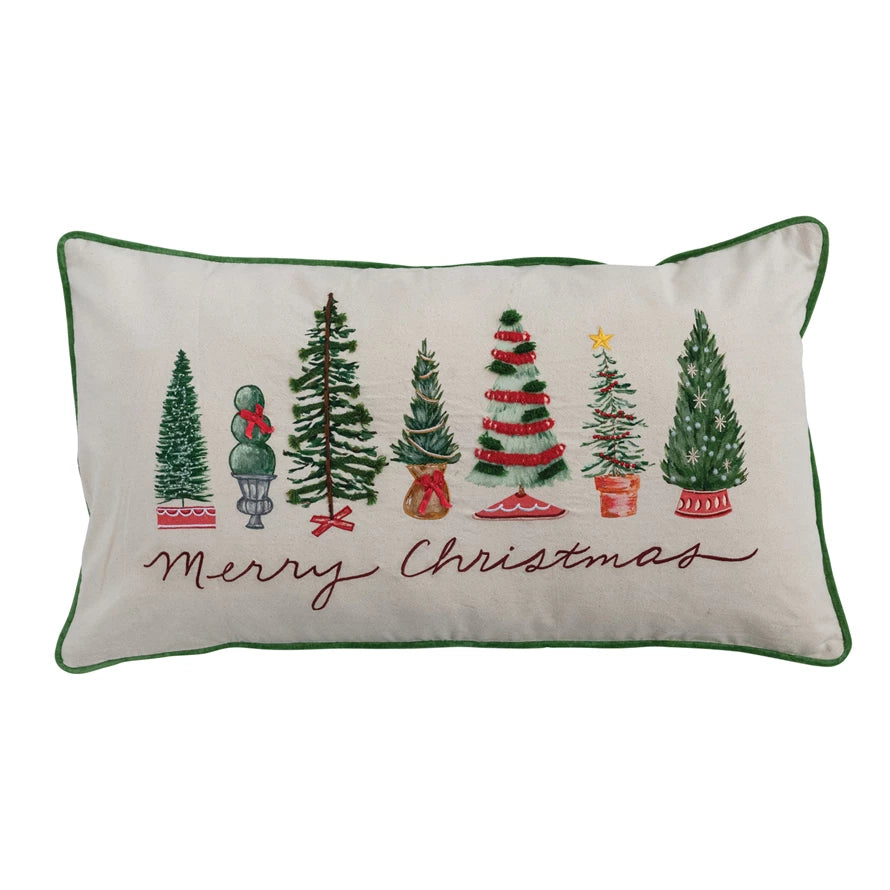 Merry Christmas Cotton Lumbar Pillow