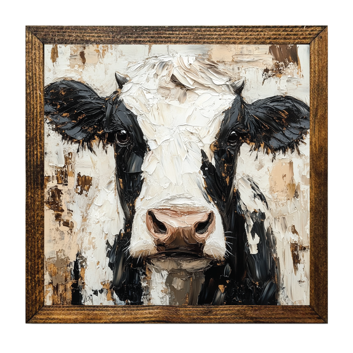 ARTISTIC SERIES TIMBERLAND-BLK&WH COW PALETTE KNIFE PAINTING