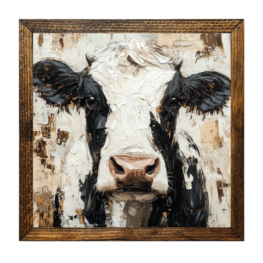 ARTISTIC SERIES TIMBERLAND-BLK&WH COW PALETTE KNIFE PAINTING