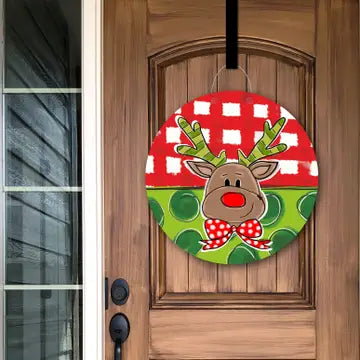 Red and Green Reindeer Door Hanger
