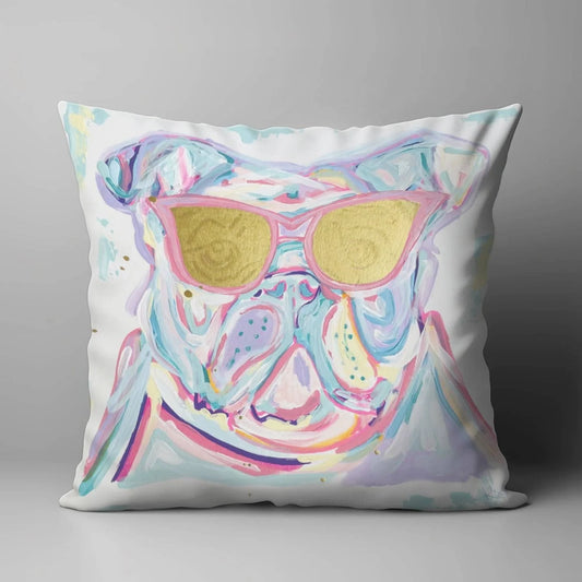 Bulldog Watercolor Pillow