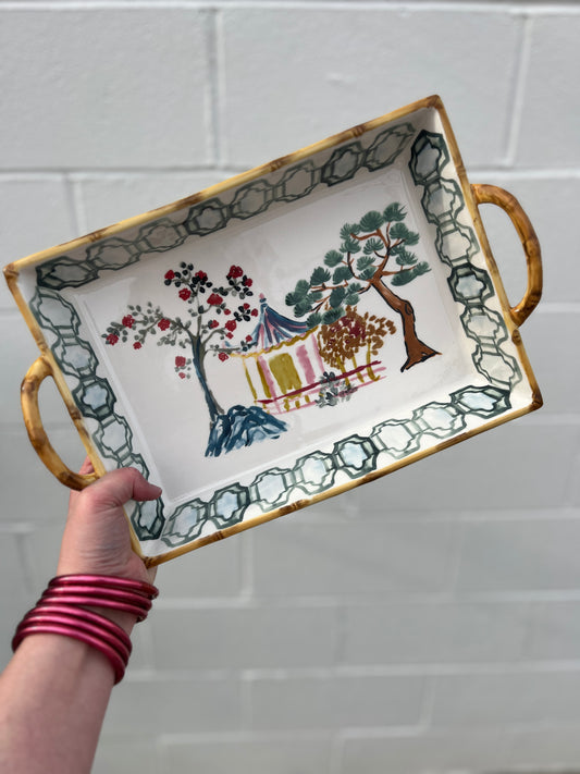 Hand Painted Stoneware Baker with Handles