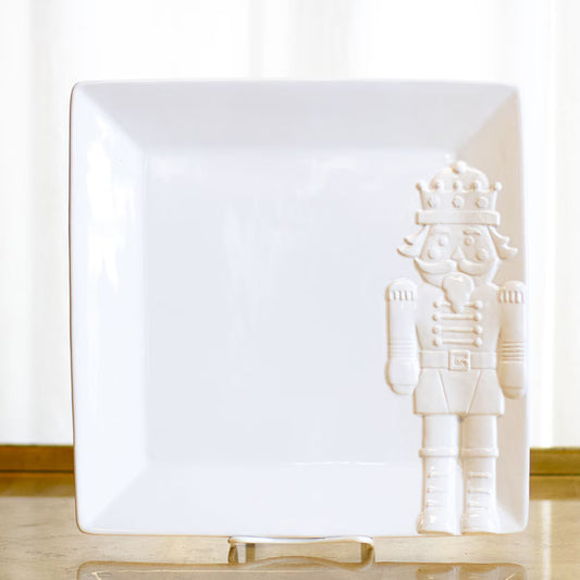 White Square Nutcracker Platter
