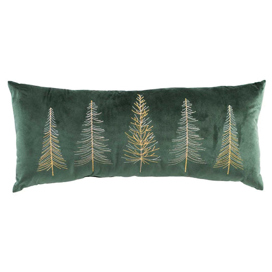 Dark Green Velvet Glimmer Tree Pillow