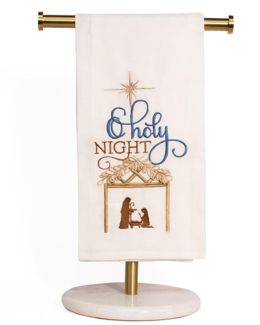 O Holy Night Hand Towel - Blue/Gold