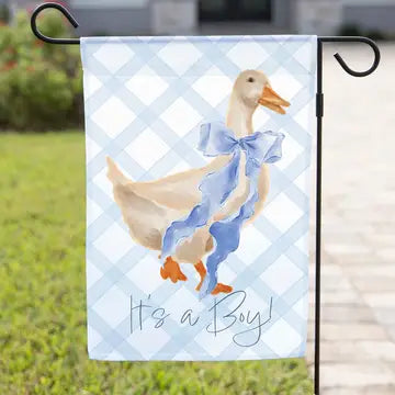 BLUE BOW GOOSE GARDEN FLAG