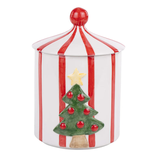 Striped Christmas Tree Canister