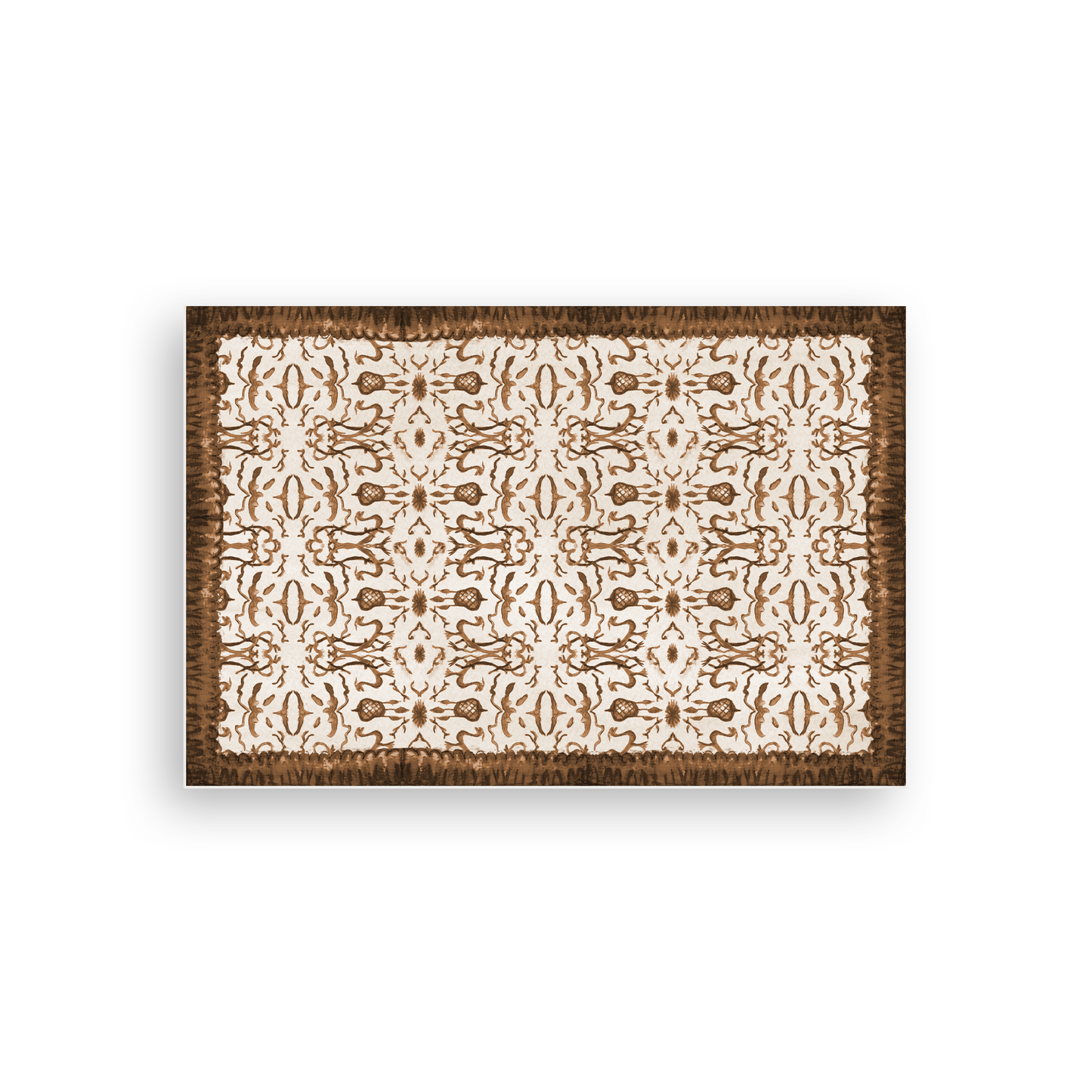 Burnt Umber & Parchment Chinoiserie Vinyl Floor Mat