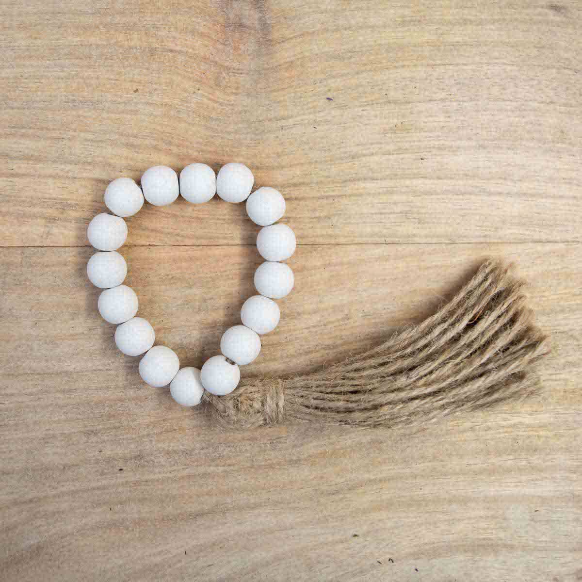Wooden Beaded Napkin Ring - White