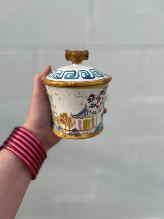 Hand Painted Stoneware Canister - small