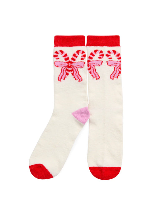 Candy Cane Bow Socks