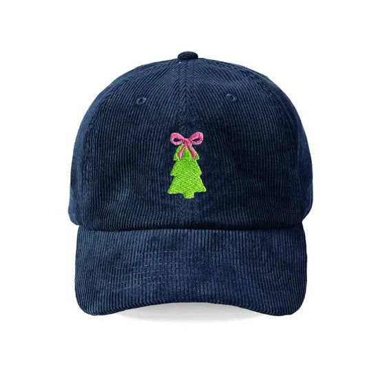 Navy Corduroy Christmas Trucker Hat