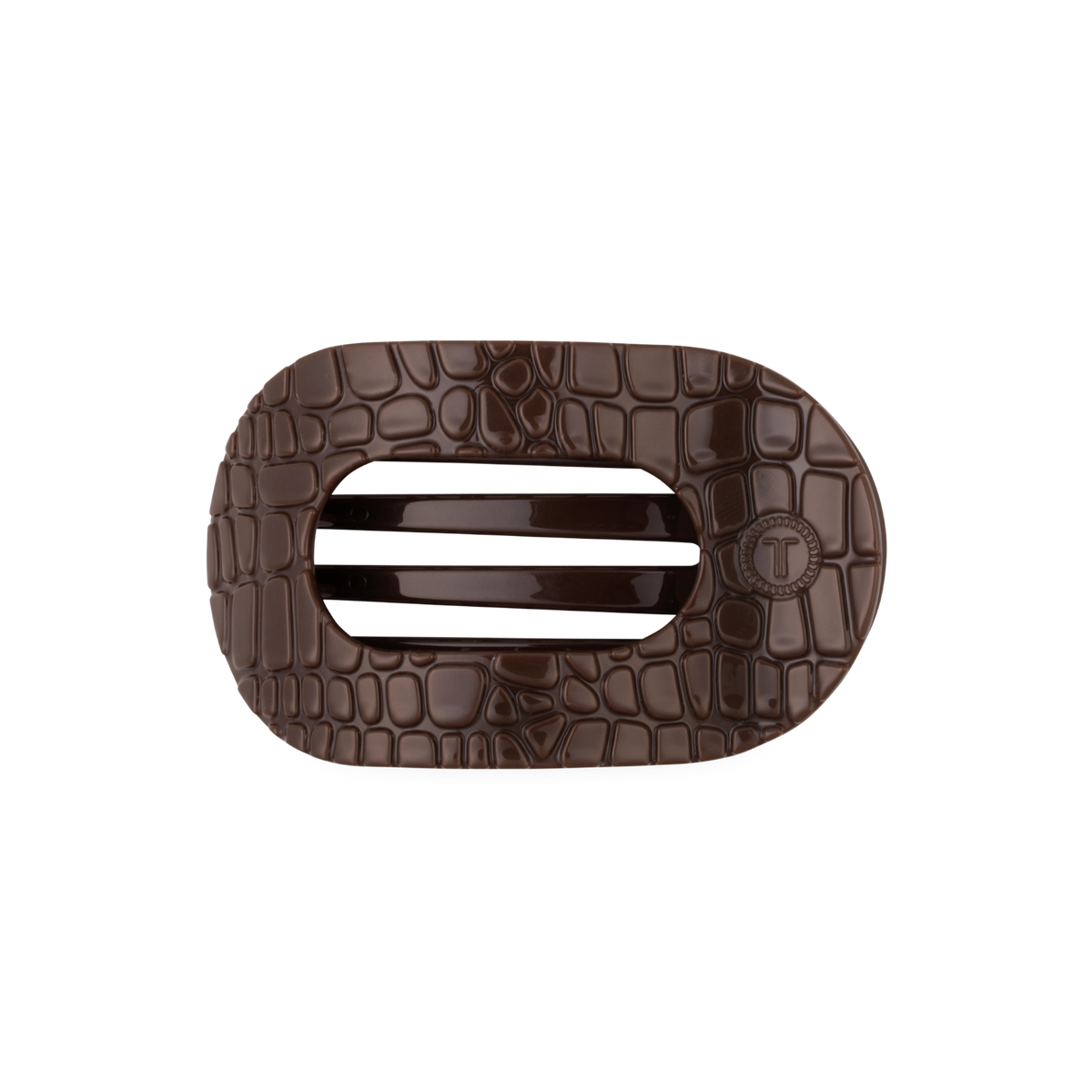 Teleties Brown Crocodile | Medium | Flat Round Hair Clip