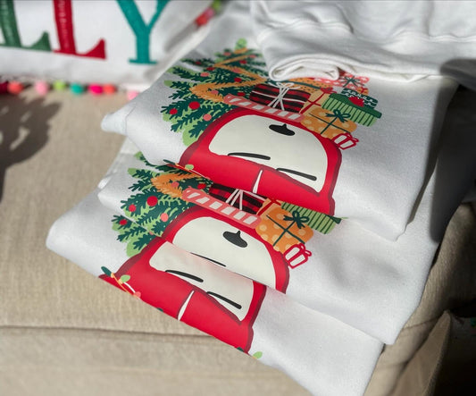 White Christmas Truck with Presents Sweatshirt