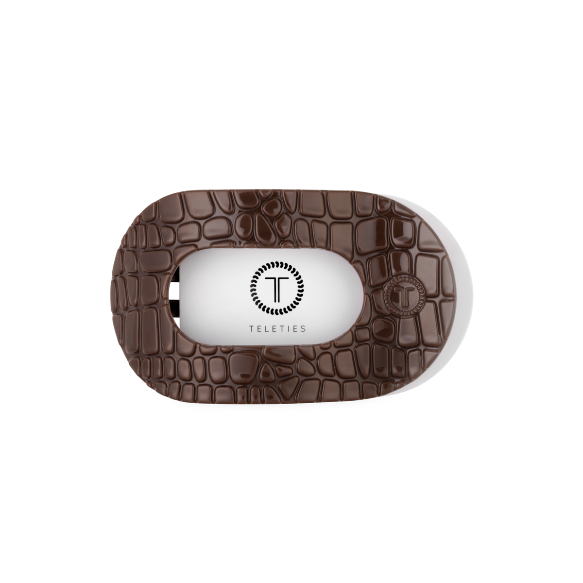 Teleties Brown Crocodile | Medium | Flat Round Hair Clip