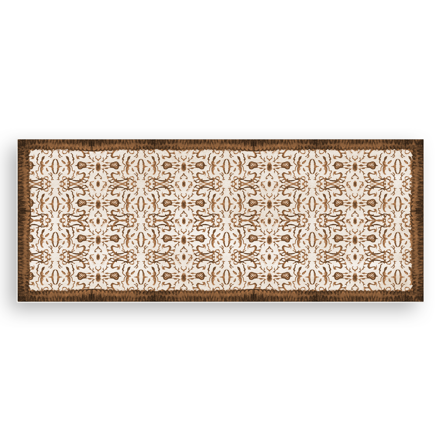 Burnt Umber & Parchment Chinoiserie Vinyl Floor Mat