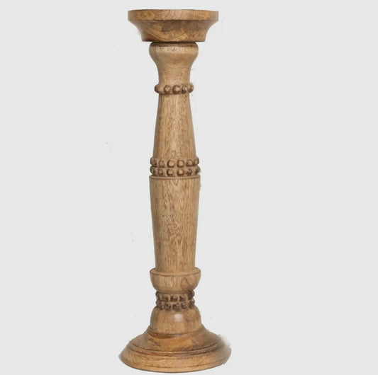 Natural Beaded Candle Stick - Large