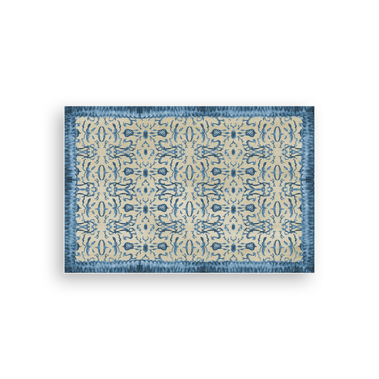 Blue & Tan Chinoiserie Vinyl Floor Mat
