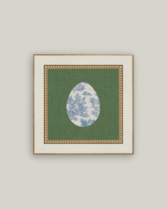 Countryside Toile Egg Framed Antique Art