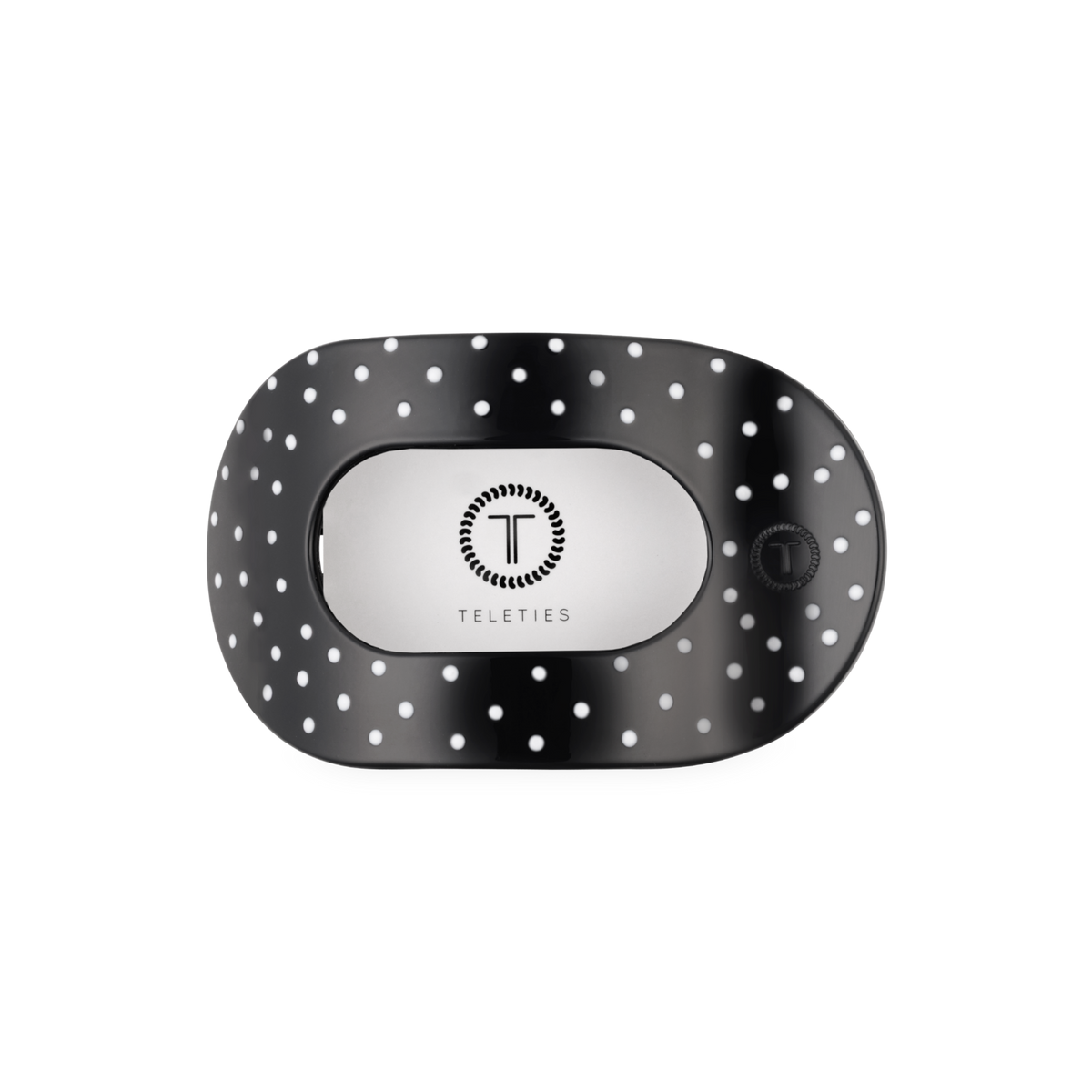 Teleties Flat Round | Black Polka Dot Party | Medium Hair Clip