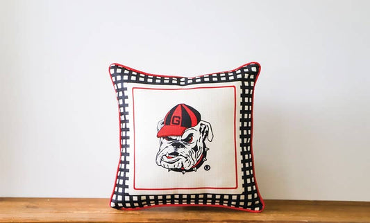 Georgia Gingham Mascot Piped Pillow