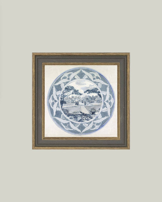 Garden View Design Framed Antique Art