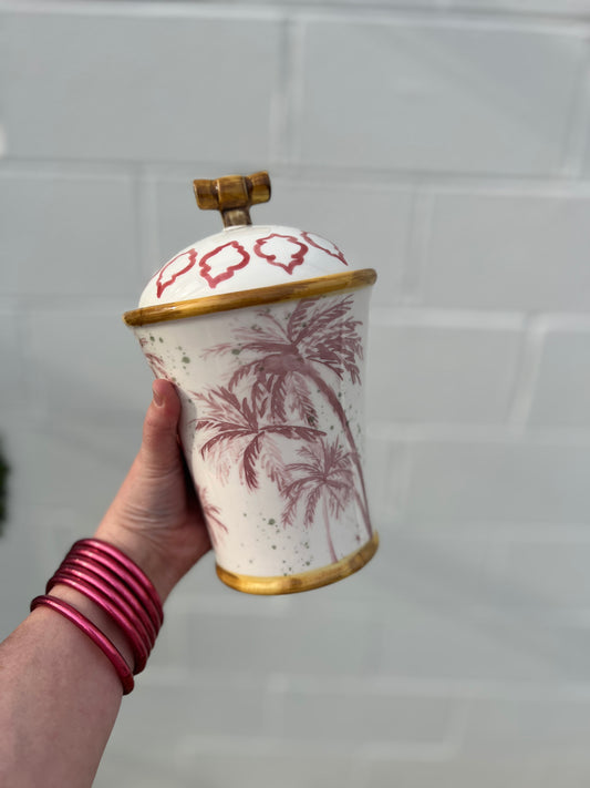 Hand Painted Stoneware Canister - large