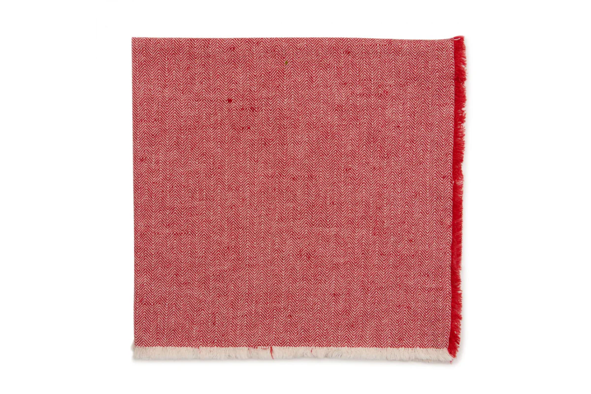 Red Herringbone Fringe Napkin